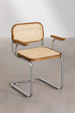 SKLUM Chaise de Salle à Manger avec Accoudoirs Tento Marron Bois Marron Gris Chromé