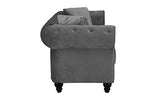 BHDesign Mila - Canapé Chesterfield 3 Places - Velours - Coloris Gris