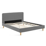 IDMarket - Lit Double scandinave Balta 140 x 190 CM Tissu Gris Clair