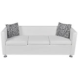 vidaXL Canapé 3 Places Similicuir Blanc Canapé de Séjour Mobilier de Salon