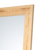 Miroir grand mural avec cadre en bois sapin Finition noyer clair naturale cm. 85x185, vertical et Horizontal. Made in Italy.