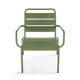 Fauteuil de Jardin Bas et Repose Pied en métal Vert Cactus