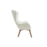 Miliboo Fauteuil scandinave en Tissu Effet Peau de Mouton Blanc et Bois Clair ESKUA