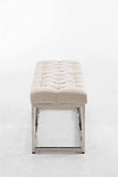CLP Banquette Amun E Tissu I Assise Rembourrée avec Coutures Décoratives Support en Acier Inoxydable I Banc de Couloir Hauteur 46 cm I, Couleur:crème, Taille:100 cm