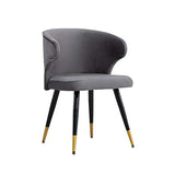 Chaise Design Scandinave,Métal Accueil Dossier Restaurant Simple Négocier Fauteuil En Tissu Velours Rétro (Color : Gray)