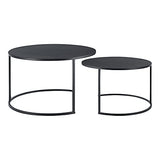 Lot de 2 Tables Basses Rondes Gigognes Capacité de Charge 20 kg Tables de Salon Robustes en Fer de Tailles Différentes Noir