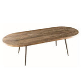 MACABANE Table Basse Ovale Teck recyclé et métal, 123 x 53 x 12