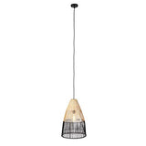 QAZQA Art Deco Suspension/Lustre/Luminaire/Lumiere/Éclairage art déco en bambou et nuance noire - Bamboo Bamboo Noir,Marron Rond E27 Max. 1 x 40 Watt/intérieur/Salon/Cuisine