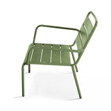 Fauteuil de Jardin Bas et Repose Pied en métal Vert Cactus