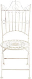 CLP Chaise De Jardin Pliante Sadao I Chaise D'Extérieur en Fer Forgé avec Hauteur D'Assise 44 cm I Chaise Design pour Terrasse Ou Balcon, Couleur:crème Antique