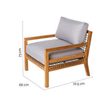 Tousmesmeubles Fauteuil Teck/Corde - BIAK - L 66 x l 73 x H 73 - Neuf