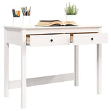 LAPOOH Bureau avec tiroirs Blanc 100x50x78 cm Bois Massif de pin,Bureau avec Rangement,Rangement Bureau,Bureau d'angle