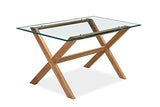 Movian Marque Amazon Table de Salle à Manger rectangulaire en chêne Massif et Verre trempé 150 x 85 x 75 cm