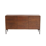 Miliboo Buffet en Bois foncé manguier Massif et métal Noir 3 Portes L140 cm Onda