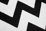TAPISO Bali Tapis de Salon Chambre Ado Design Moderne Blanc Noir Géométrique Zigzag Poil Court Lisse 300 x 400 cm