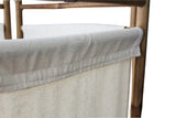 Paravent en Polycoton et Bambou - Naturel - Blanc et Marron - Panneaux en Coton - 160x120 cm