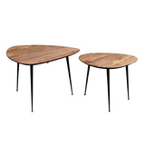 Miliboo Tables Basses gigognes en Acacia Massif et métal Noir (Lot de 2) Stones