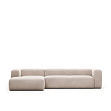 Kave Home - Canapé Blok 4 Places méridienne Gauche Beige 330 cm