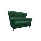 E-MEUBLES Canapé Salon Relax Noveau scandinave Design 2 Places Pieds en Bois SILABELLA (Vert)