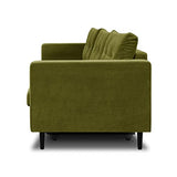 HOMIFAB Canapé 3 Places Convertibles en Velours Vert Olive - Collection Viktor