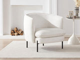 Vente-unique Fauteuil en Tissu et Lin crème avec Pieds en métal Noir ANOULA