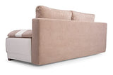 MEUBLO Canapé Convertible 3 Places Tissu + Simili Cuir Nisa (Beige) Canapé en lit Convertible avec Coffre de Rangement 3 Places Relax Droit - en Tissu