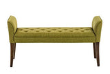 Banquette Cleopatra Rembourrée Revêtement en Tissu - Chaise Longue avec Accoudoirs - Piétement en Bois - Banquette Capitonnée - 133 x 64 x 4, Couleur:Vert, Couleur du Cadre:Antique foncé