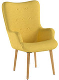 Menzzo Fauteuil Scandinave Barkley, Tissu, Jaune, 74 x 65 x 104 cm