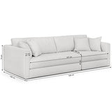 HOMIFAB Canapé 4 Places en Tissu Beige Ivoire + 4 Coussins - Denver