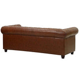 KMH Canapé confortable 3 places Chesterfield avec housse en cuir synthétique marron antique – Canapé rembourré confortable au design vintage