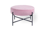 LIFA LIVING Pouf Rose Velours et Metal, Tabouret Rond Design, Repose Pied Moderne, Table Basse pour Chambre Salon, 55 x 55 x 35 cm