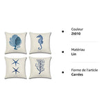 HuifengS Lot de 4 Housses de coussin en lin, housses carrées décoratives avec motifs de forêt et plantes tropicales, idéales pour canapés, lits, chaises, 45 x 45 cm, Lin, Zt010., 45 x 45 Centimeters