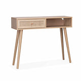 Alice's Home Console en cannage 100x29x81cm - Bohème - 1 tiroir.1 Espace de Rangement. Pieds scandinaves en Bois. 1 poignée