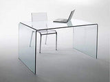 EGLEMTEK Bureau de bureau en verre incurvé - Luxury Z-02 - (126 x 74 x 70 cm) Design incurvé et moderne