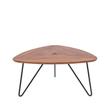 Marque Amazon - Rivet - Table basse triangulaire, en noyer et à base en métal noir, 40.6 x 83.05 x 81.02 cm