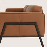 Oviala Canapé en Cuir 4 Places Camel