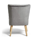 OMNIPRO Fauteuil en Velours,Pieds en Bois,57 x 68 x76cm,pour Petit Appartement, Salon, Chambre,Gris