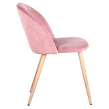GrandCA HOME Lot de 2 Chaises de Salle à Manger en Velours, Chaises de Cuisine avec Coussin de Siège en Velours Doux, Chaises de Salle à Manger Latérales Rembourrées pour Salon, Rose