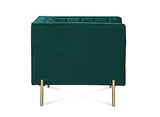 Deco In Paris Fauteuil Moderne en Velours Vert Pieds doré Roby