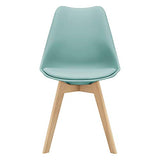 [en.casa] Lot de 2 Chaises de Salle à Manger Scandinave Siège Cuisine Plastique Similicuir Hêtre Menthe 81 x 49 x 57cm