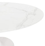 Alterego Table à Manger Design 'CHAMAN' Ovale Blanche en Verre Effet marbre - 160x105 cm