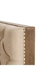 DENZZO - Canapé capitonné 2 Places Naturel Bois Tissu Beige Cube