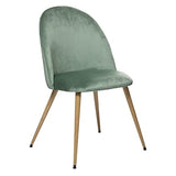 Chaise Slano - Vert céladon - Velours - Pieds métal Imitation hêtre - Atmosphera créateur d'intérieur