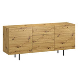 Target Home Buffet Loft Oak Wotan 2 portes avec pieds en métal (2 portes et 3 tiroirs)