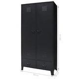 Tidyard Garde-Robe Métal | Armoire Metallique Industriel 2 Portes et 2 Tiroirs 90 x 40 x 180 cm Noir