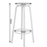 WOLTU 2 X Tabourets de Bar Bistro Tabouret Assise Rond en MDF et métal,Blanc BH237ws-2