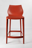 Mahi Mahi Tabouret de bar design moderne en polypropylène coloré, hauteur 76 cm, MMPPBR2, rouge rouille, lot de 2 tabourets