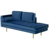 Beliani Chaise Longue Méridienne Côté Gauche en Velours Bleu Foncé pour Salon Glamour