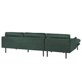 Beliani Canapé d'angle Côté Droit Fixe en Velours Vert pour Salon Glamour et Vintage