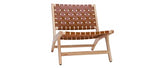 Miliboo Fauteuil Ethnique en Bois et Sangles tressées Marron Bondi